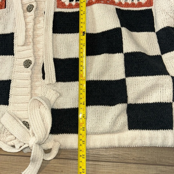 POL Cardigan Sweater Hooded Knitted Boho Hippie Artsy Granny Square Oversized L - Picture 8 of 10